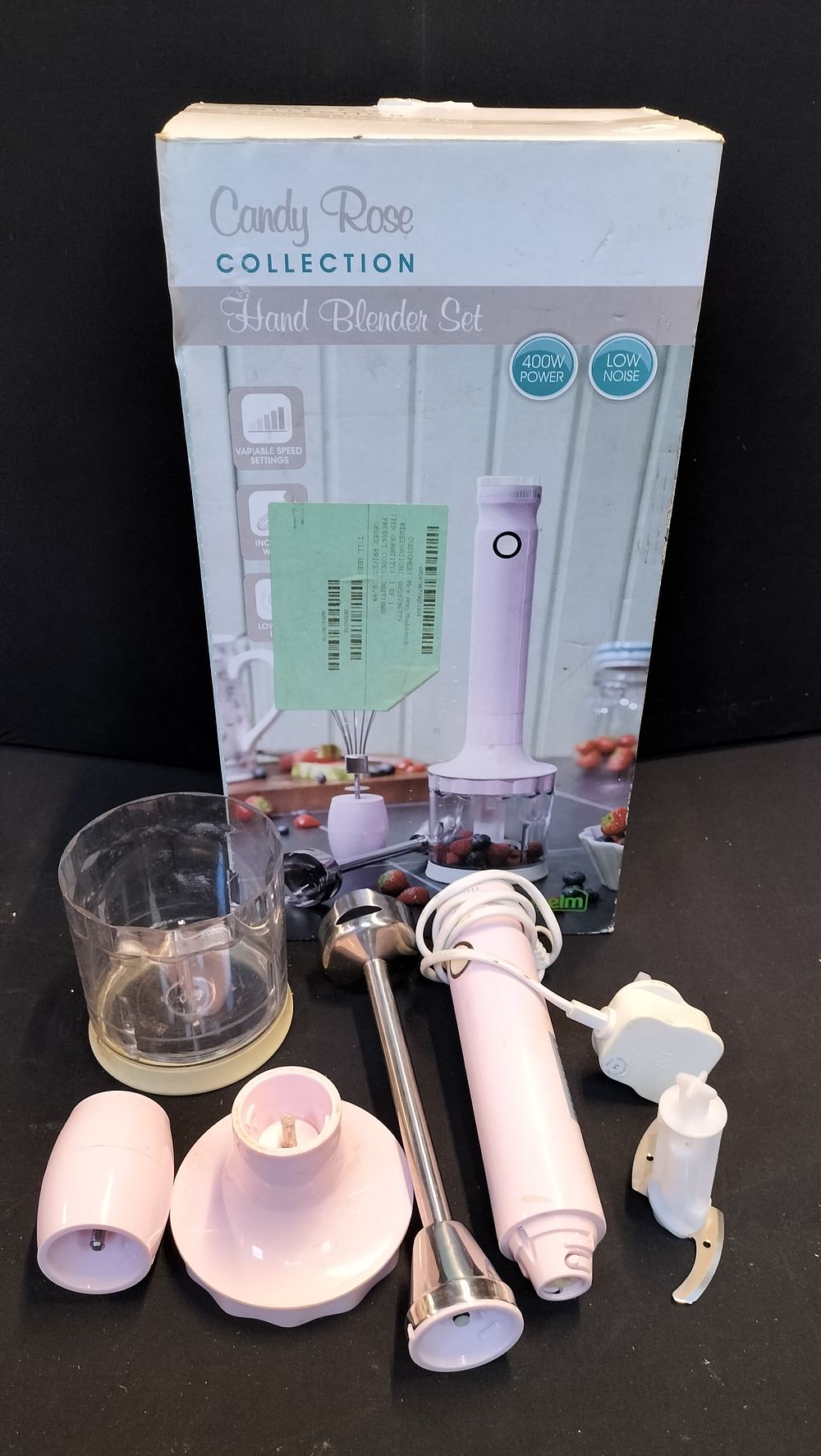 Lot 707: Dunelm Candy Rose Collection Hand Blender Set. Missing...