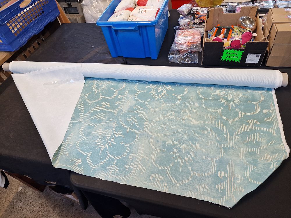 Lot 650: Roll of Material. Duckegg Blue. Approx 150cm x 5.8mt COLLECTION ONLY