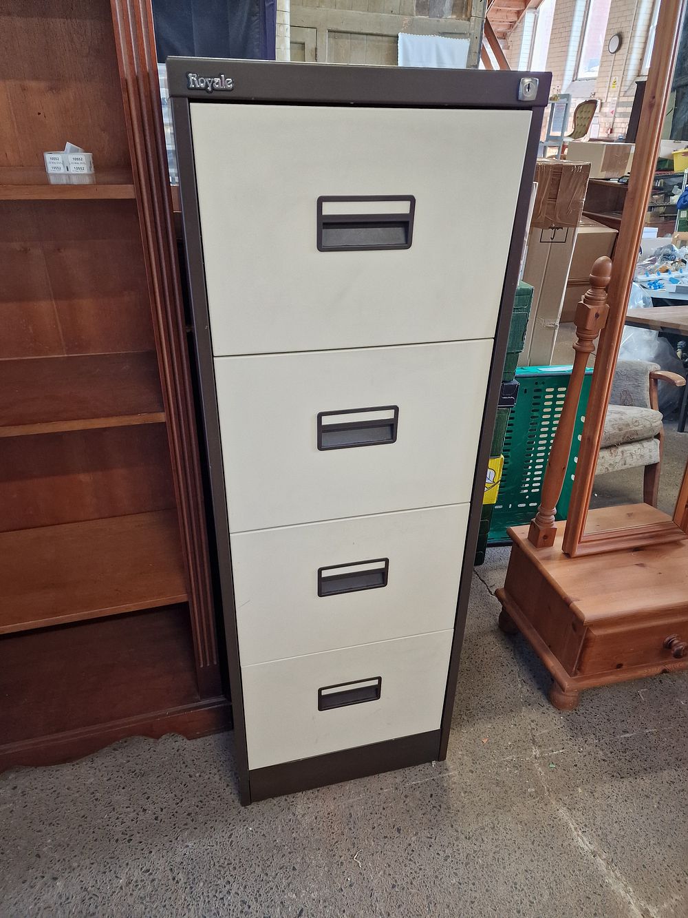 Lot 663: Four Drawer Metal Filing Cabinet COLLECTION ONLY. Approx 132h x 46w x 62d cm