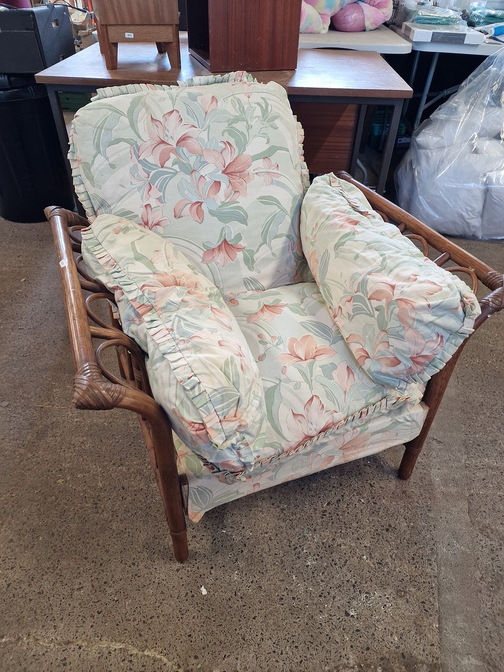 Lot 669: Cane Chair with Cushions COLLECTION ONLY