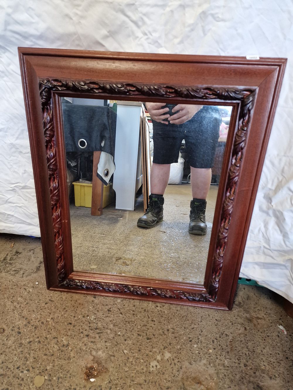 Lot 676: Vintage Decorative Wooden Framed Mirror Approx 70x60cm COLLECTION ONLY