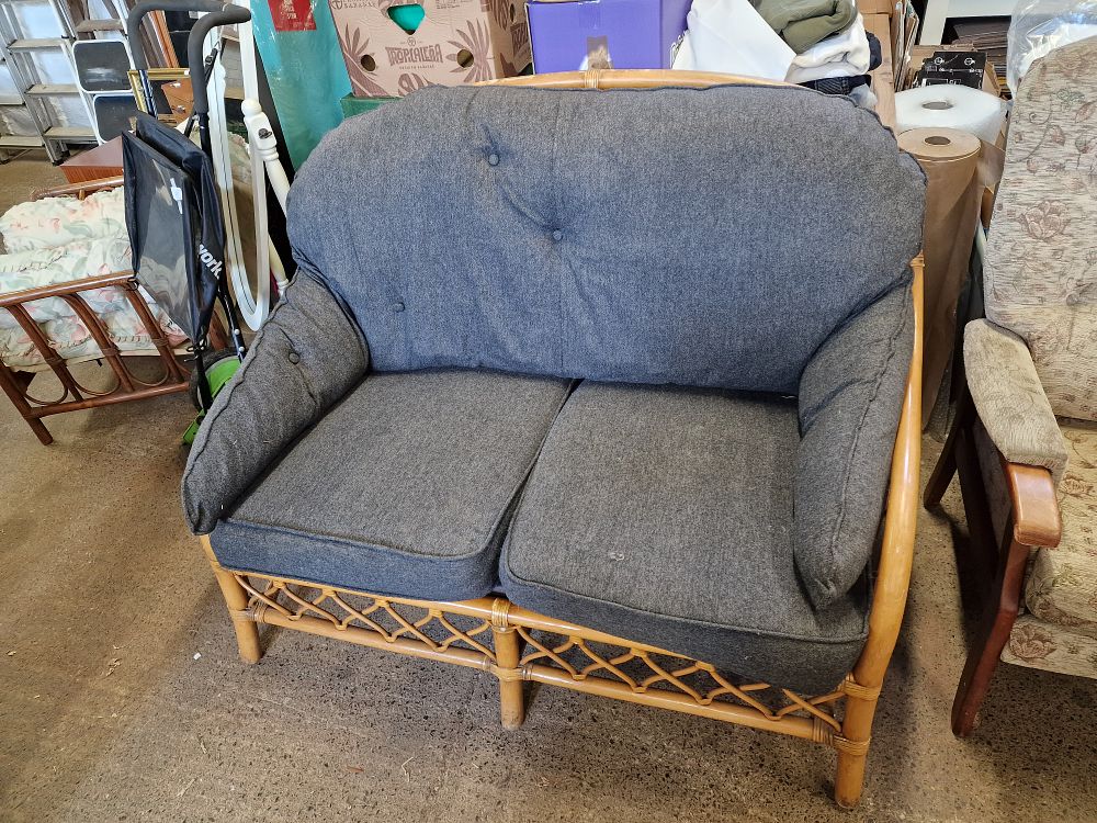 Lot 684: Cane 2 Seater Chair with Cushions COLLECTION ONLY