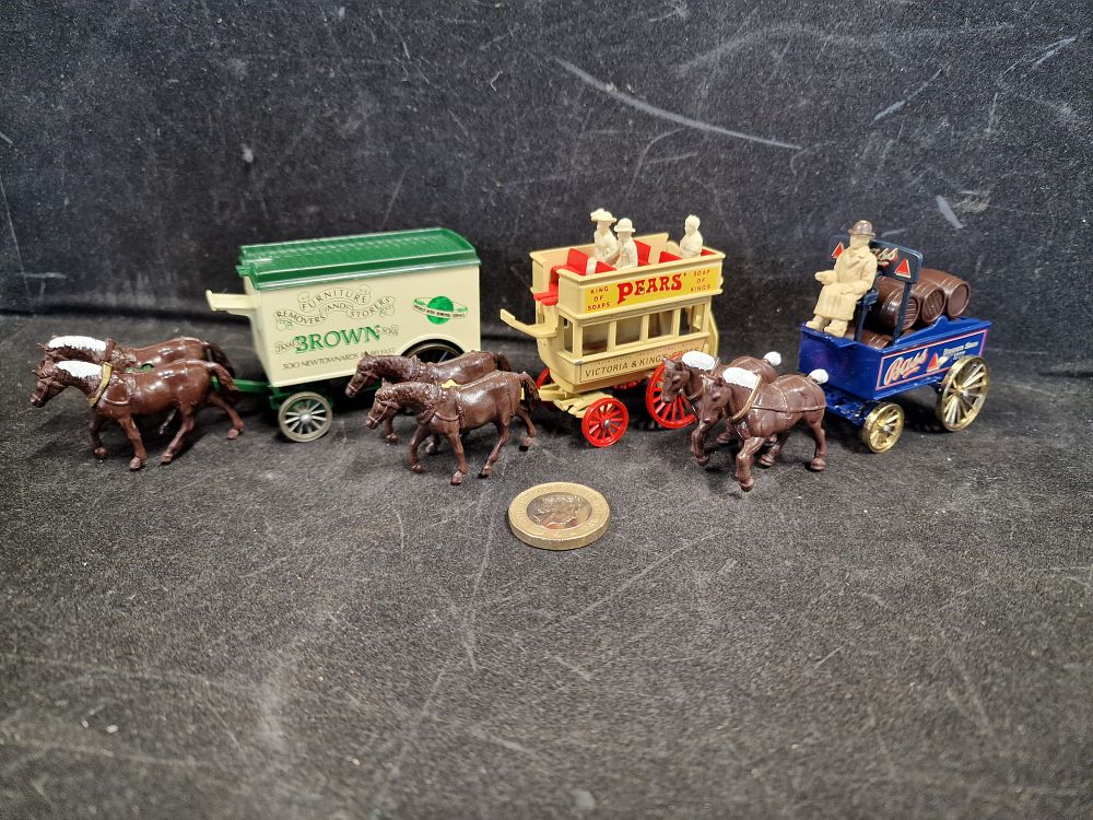 Lot 763: Three Vintage Lledo Days Gone Horse Drawn Vehicles