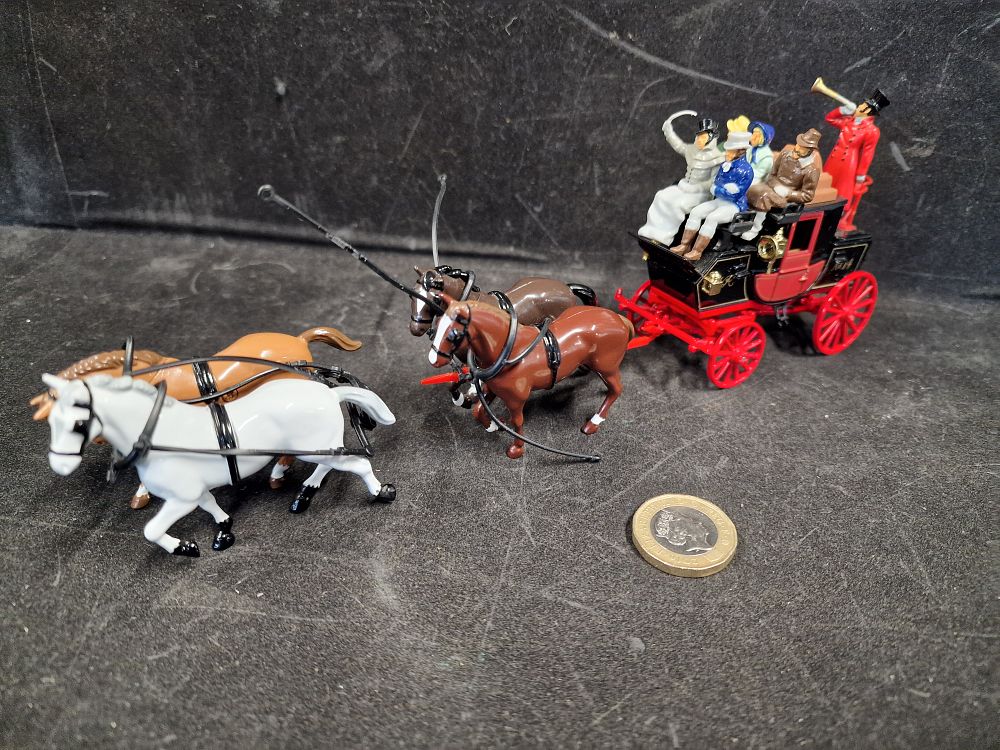 Lot 764: Vintage Matchbox Stagecoach and Horses