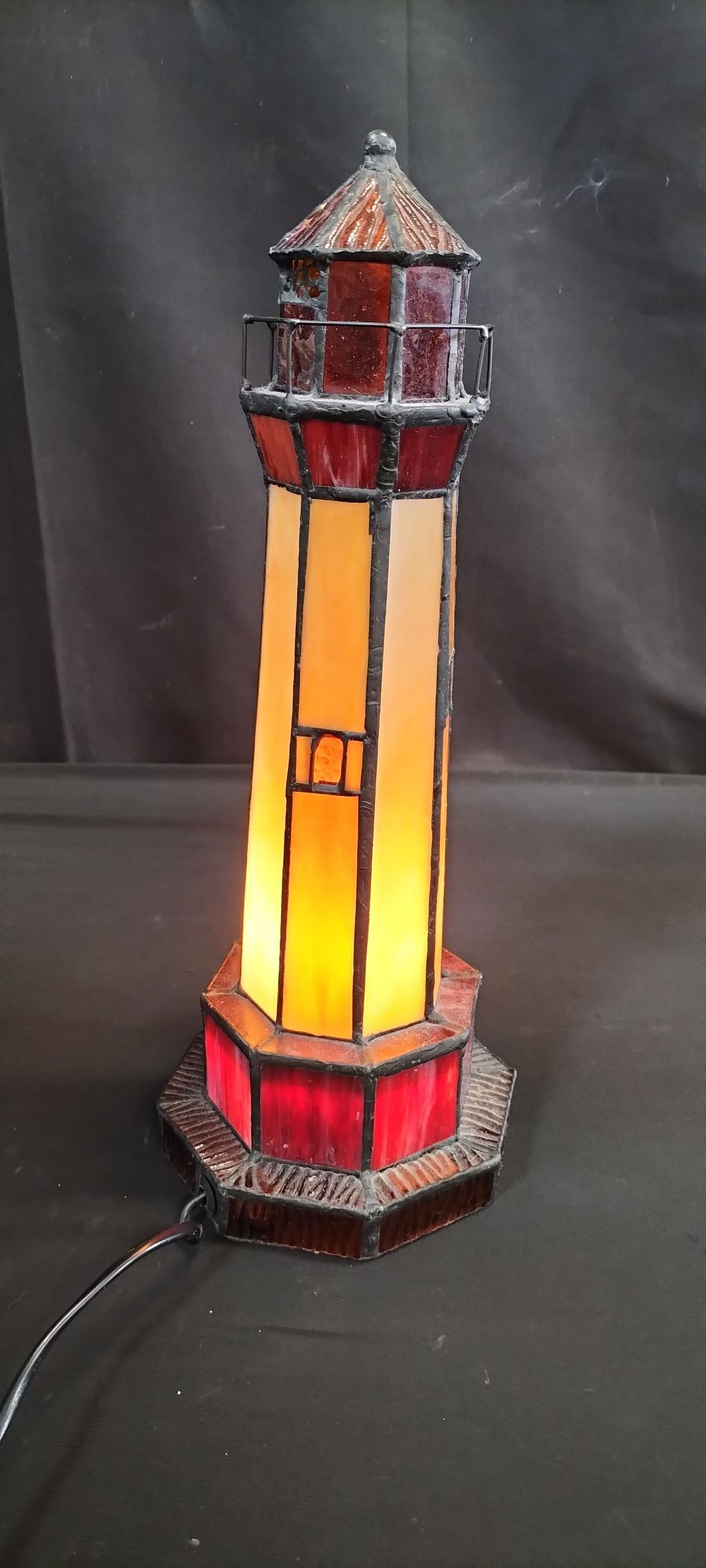 Lot 151: Tiffany Style Light House Table Lamp with Independent...