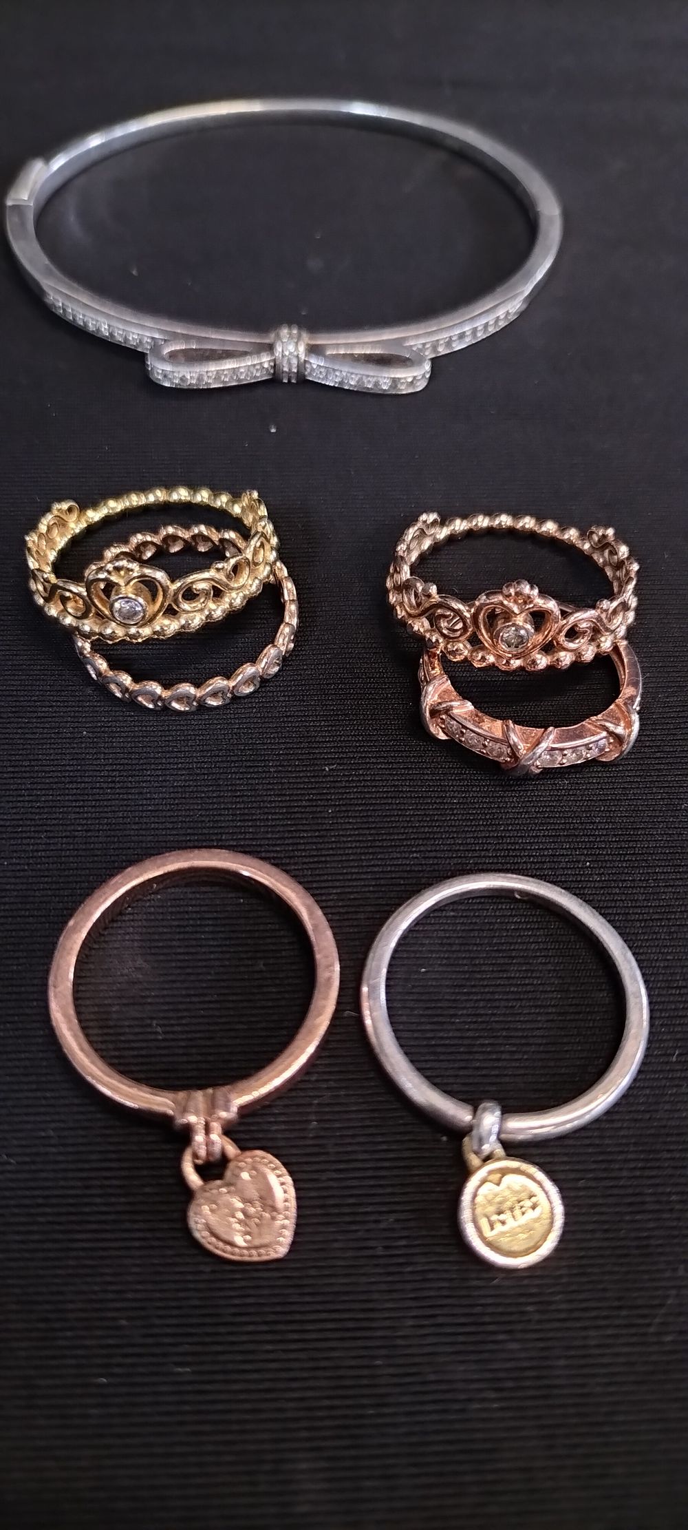 Lot 156: Selection of Pandora Stacker Rings and a Sterling...