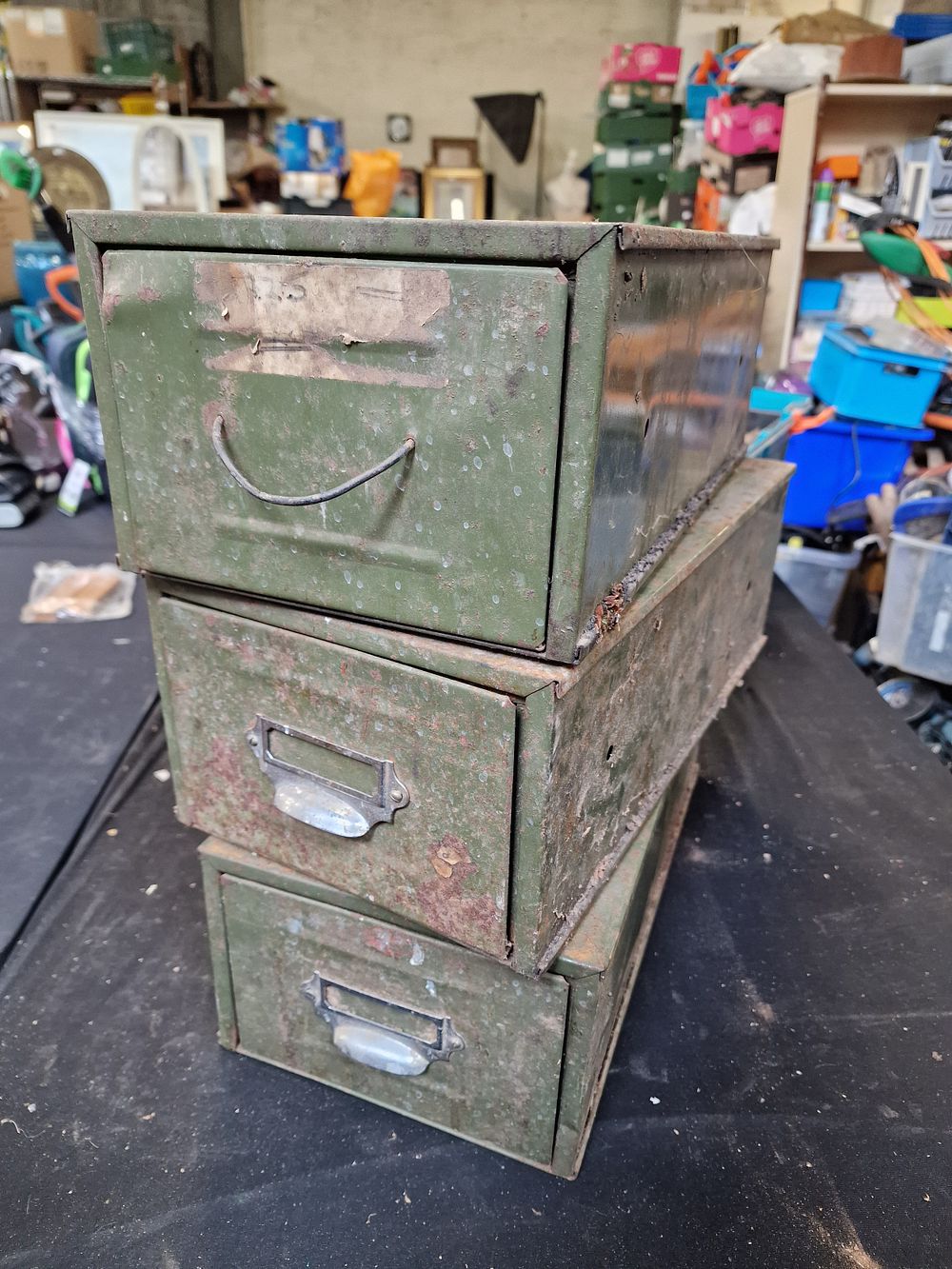 Lot 211: Three Vintage Veteran Series Metal Index Card Cabinets...