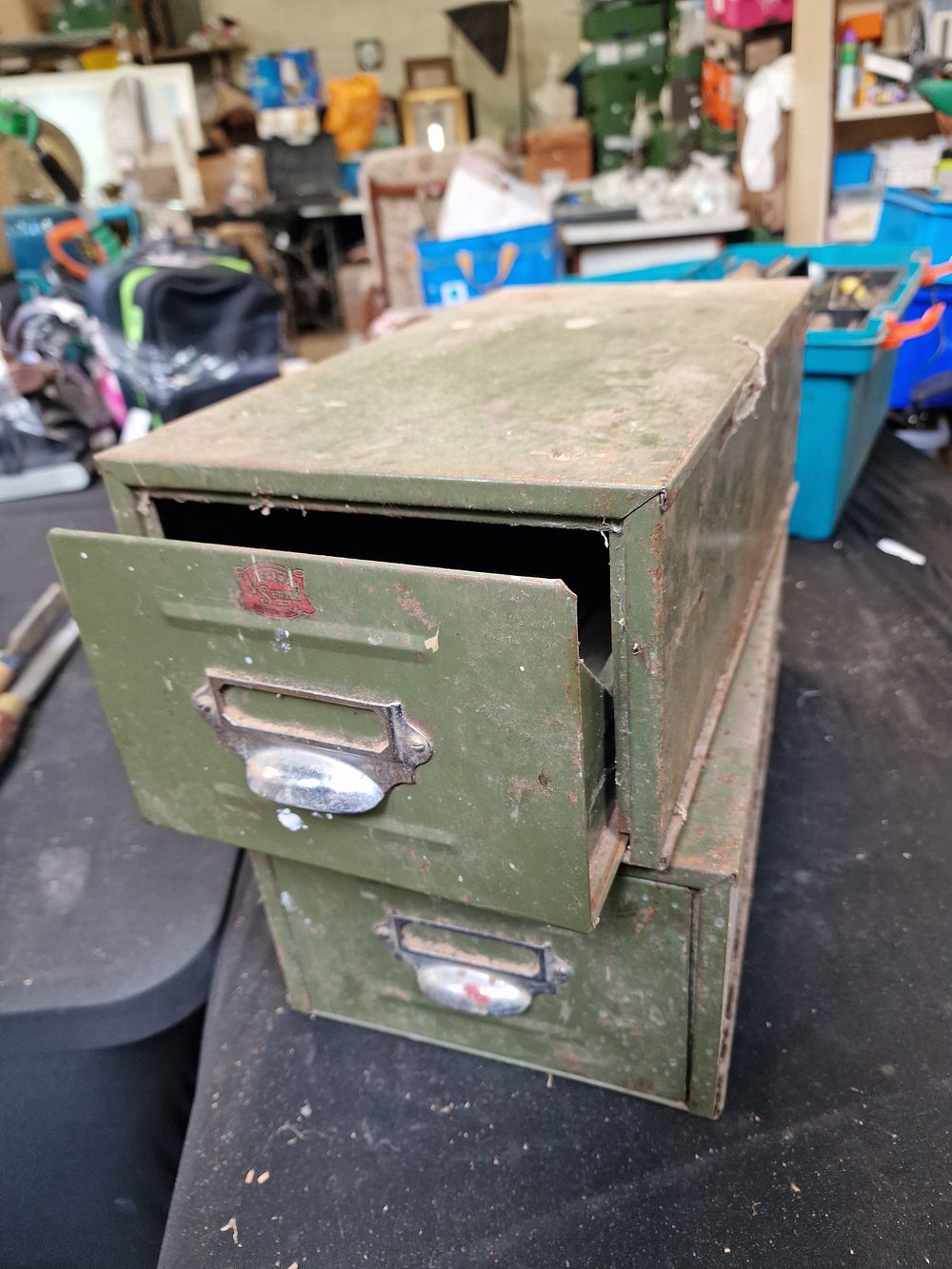 Lot 212: Two Vintage Veteran Series Metal Index Card Cabinets...