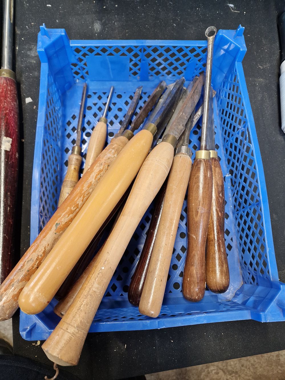Lot 213: Selection of Vintage Wood Turning Chisels and Gouges