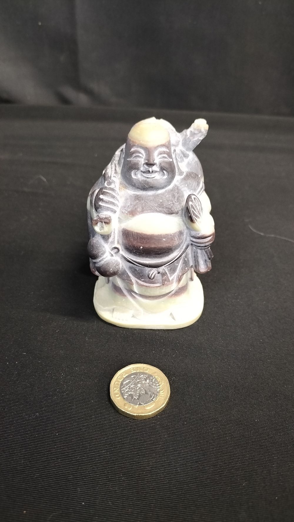 Lot 181: Kalsitla stone Buddah incense holder. Measures approx 8...