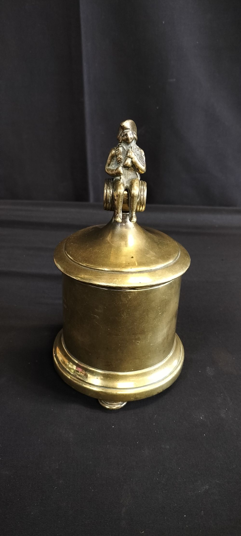 Lot 199: Brass Tobacco Jar with Figure Sat Upon a...