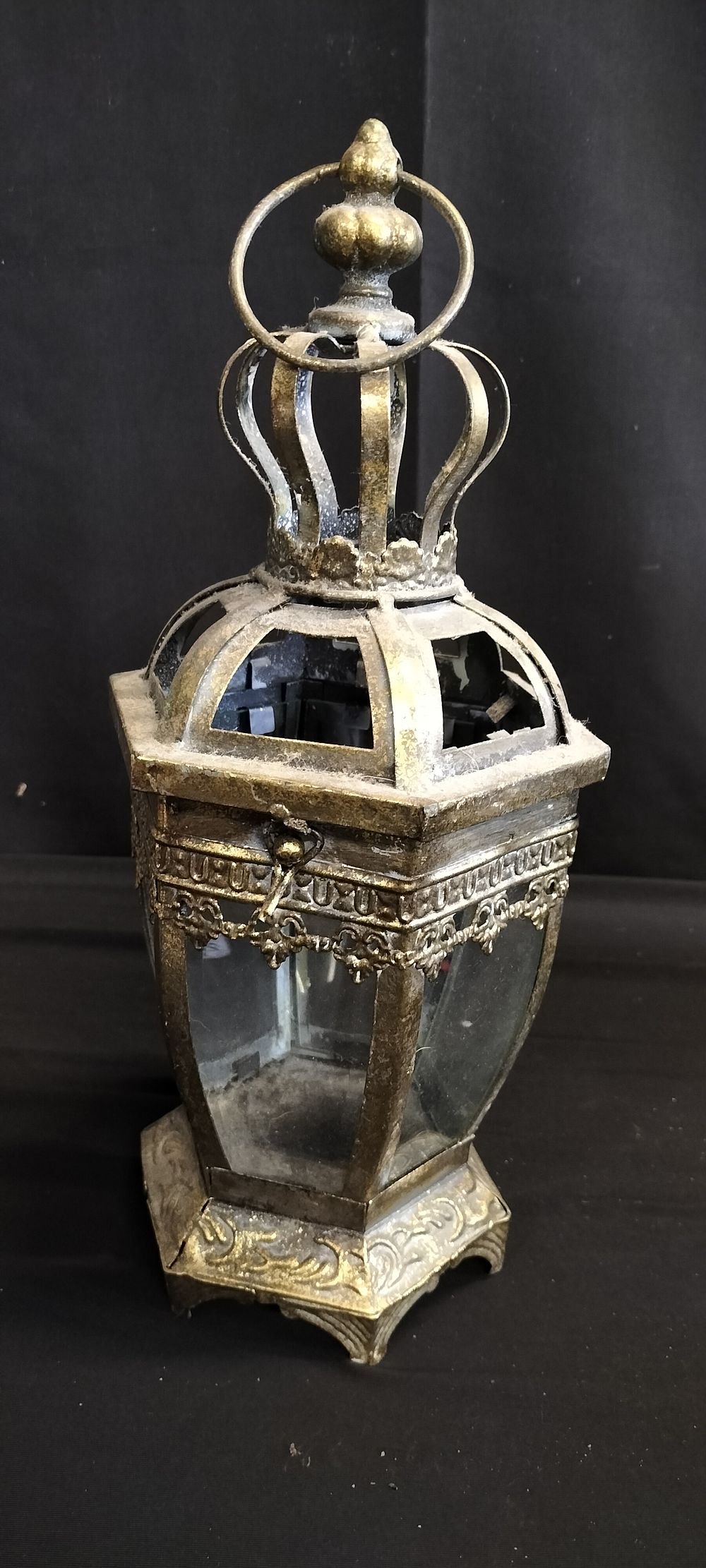 Lot 241: Antique Brass Coloured Candle Lantern with a Decorative...
