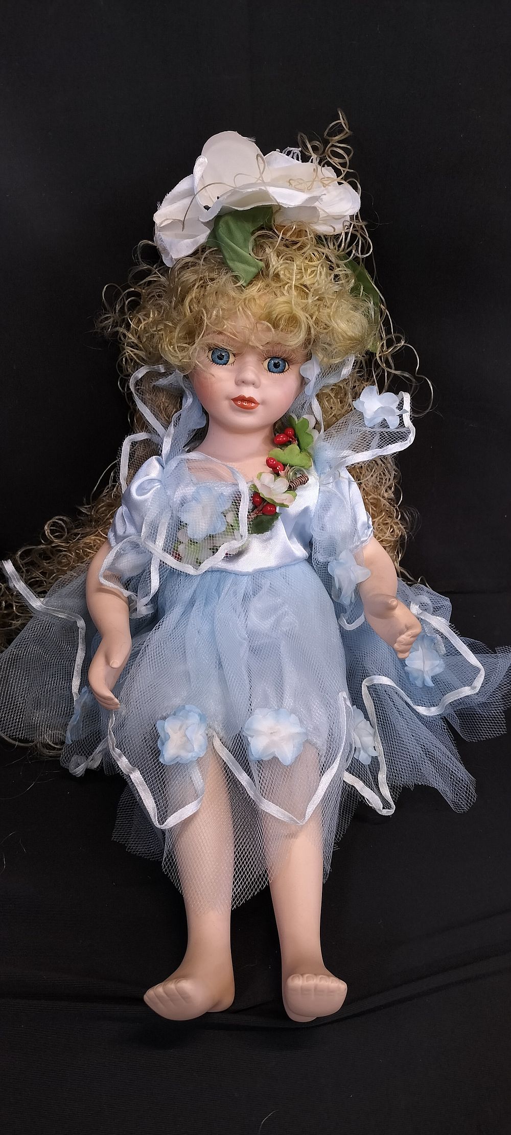 Lot 254: Porcelain Flower Fairy Doll. Has Cloth Body, Porcelain...