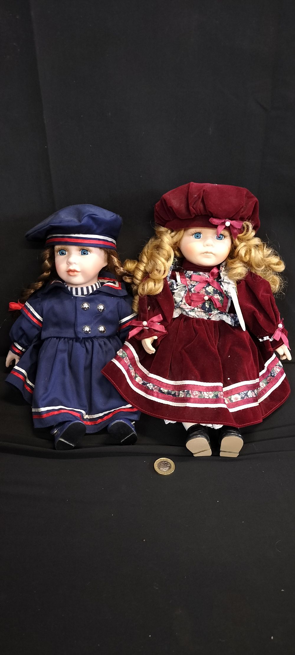 Lot 257: Leonardo Collection Porcelain Dolls Karen and Amy Measures...