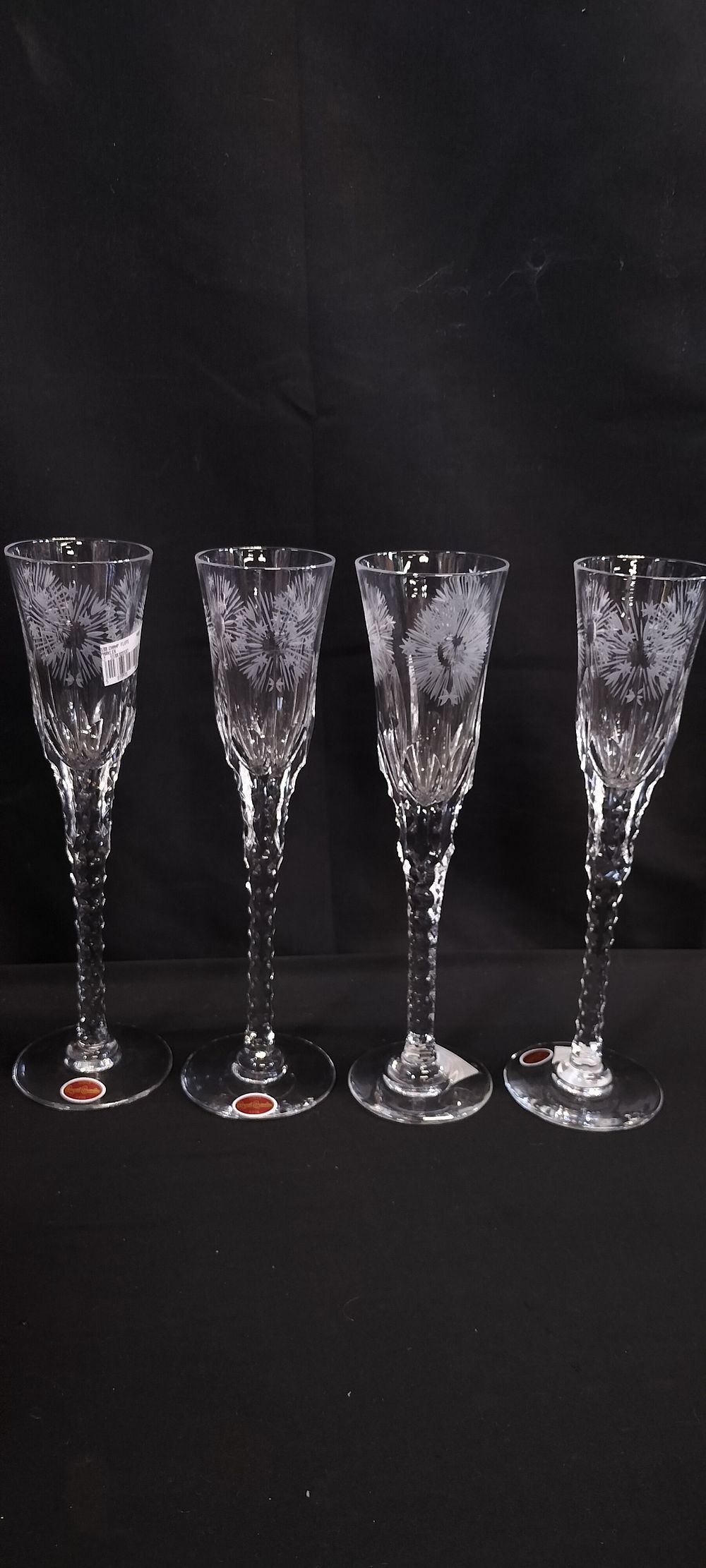 Lot 259: 4 Brierley Crystal Sparkler Tall Glasses