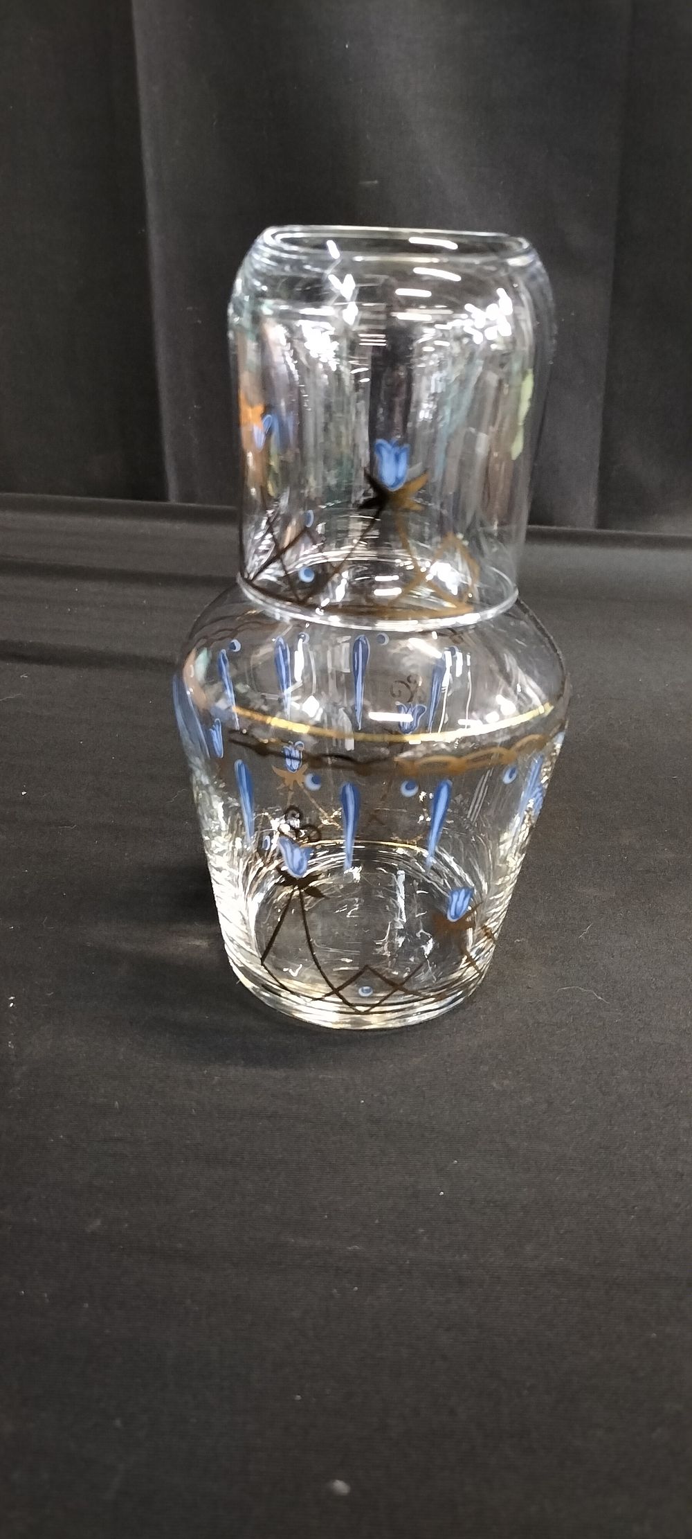 Lot 273: Small Glass Water Jug and Tumbler with Blue...