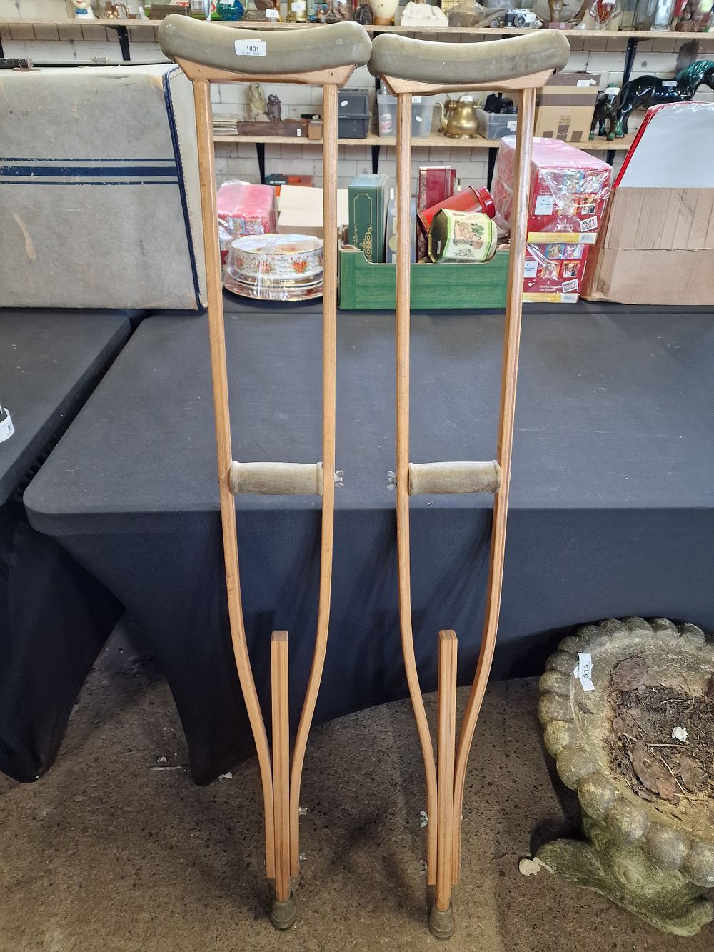Lot 514: Pair of Vintage Wooden Crutches COLLECTION ONLY
