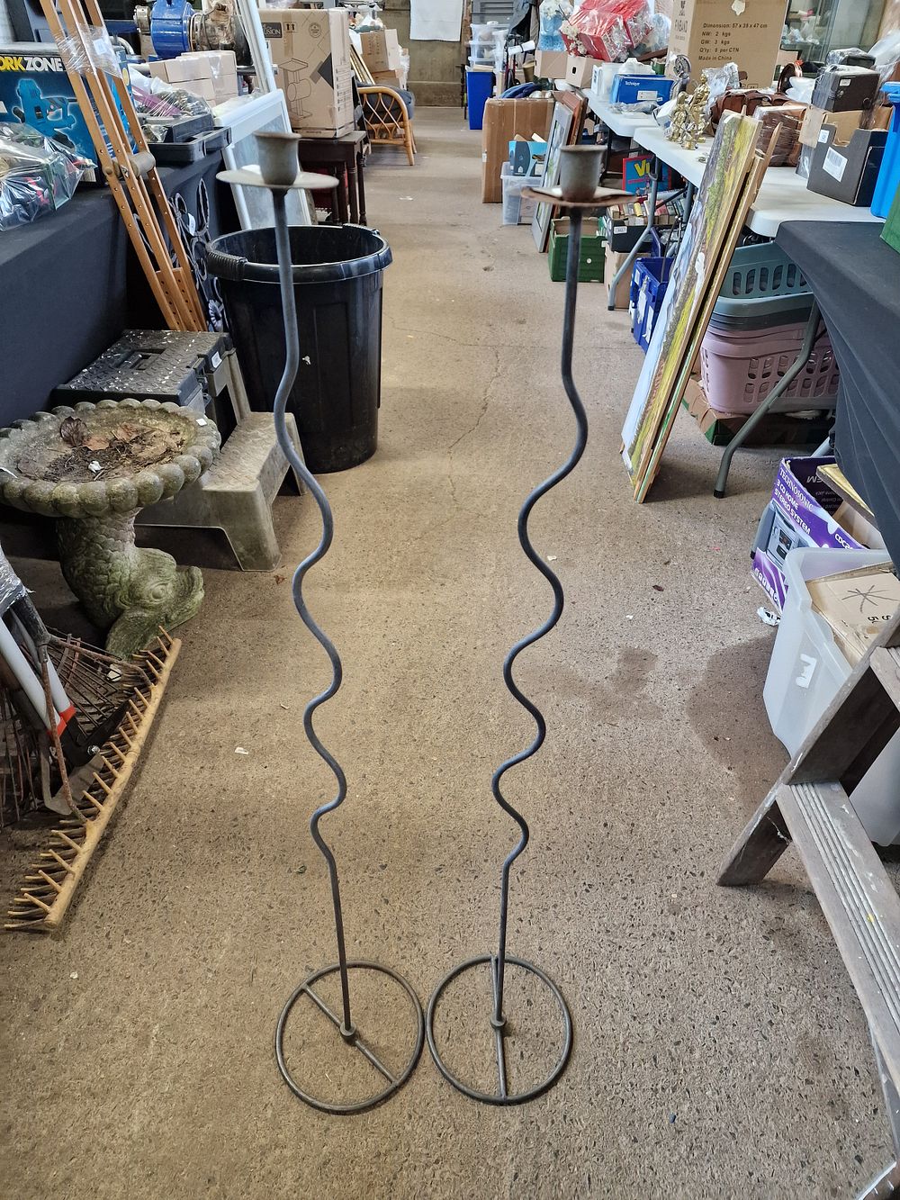 Lot 517: Pair of Metal Candle Stands COLLECTION ONLY Approx...