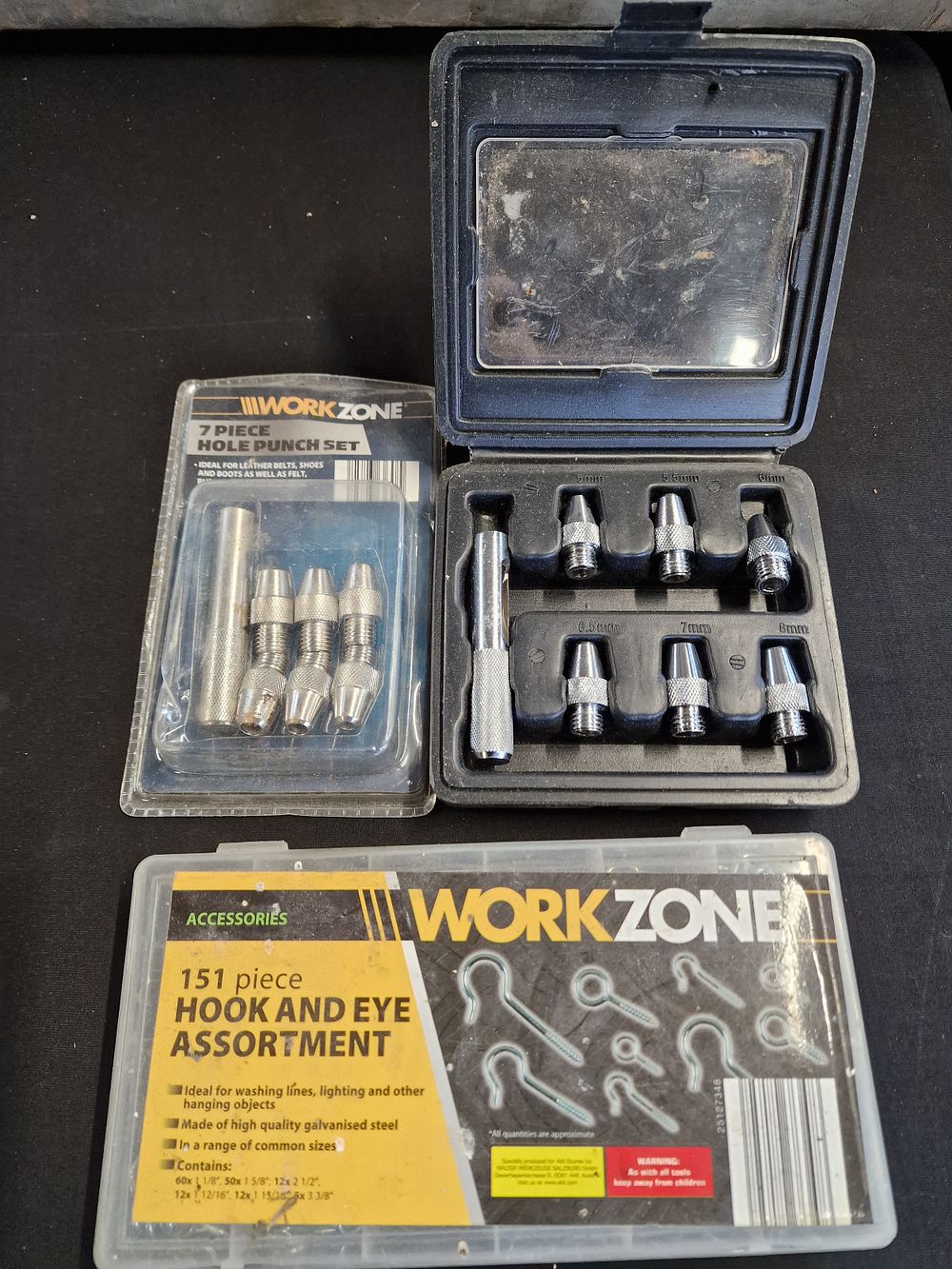 Lot 526: Pair of 7pc Hole Punch Sets abd Hook...