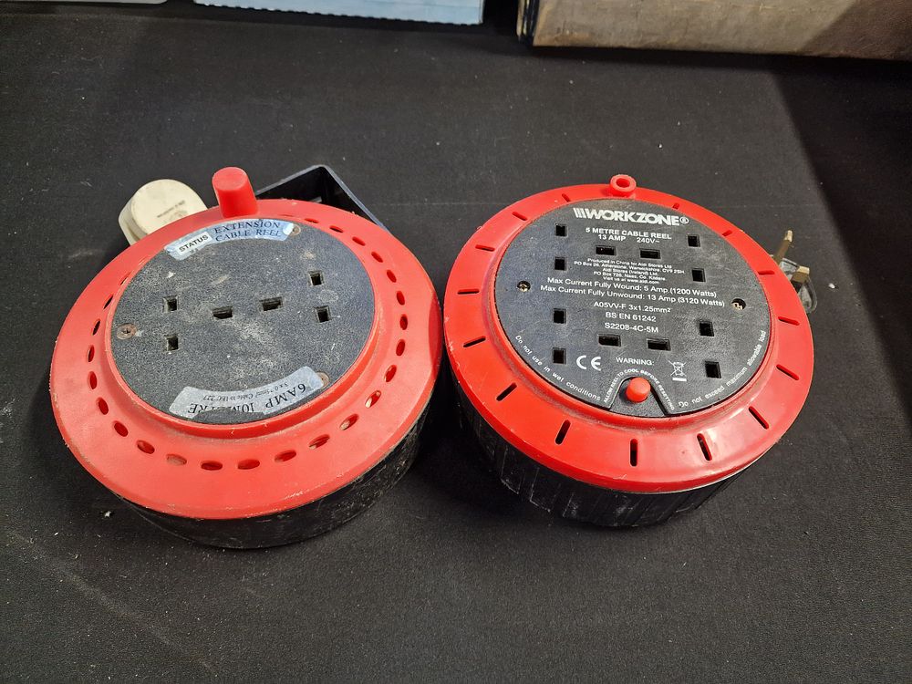 Lot 537: Pair of Cable Extension Reels 5mt and 10mt
