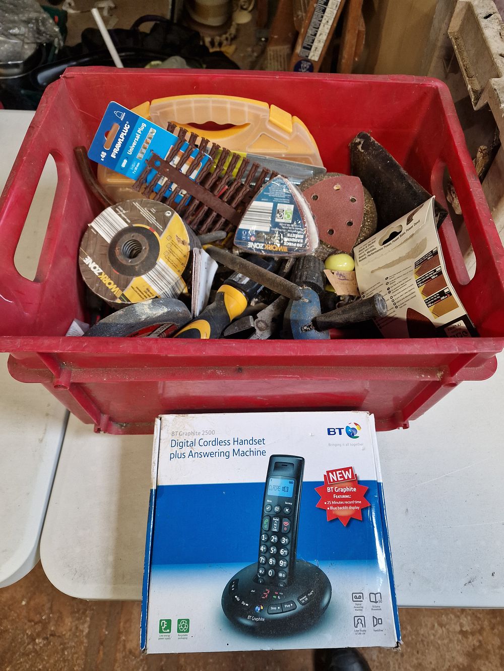 Lot 577: Selection of Tools, Hardware and Abrasives. And a...