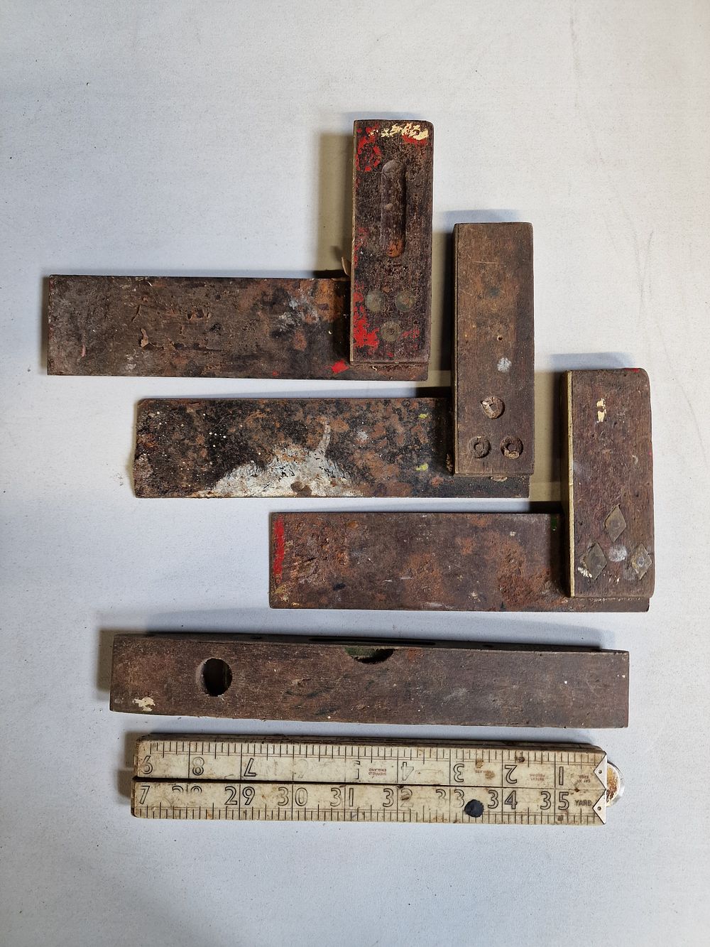 Lot 579: Selection of Vintage Tools inc Level, Squares and...
