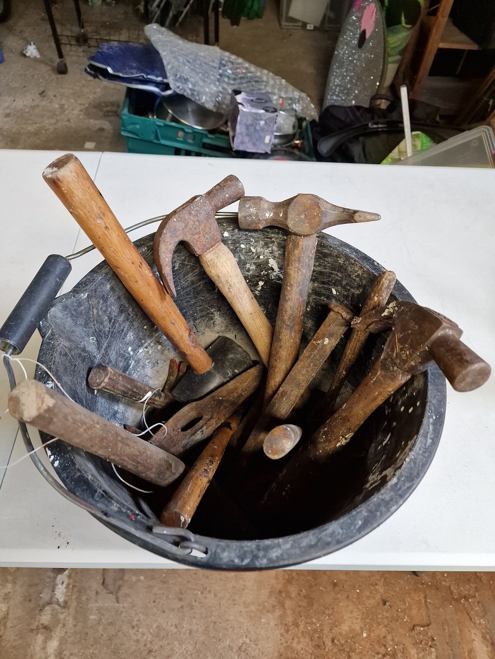Lot 581: Bucket of Hammers and Chisels COLLECTION ONLY