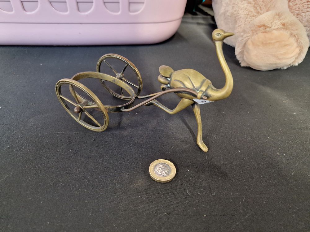 Lot 658: Brass Ostrich and Cart