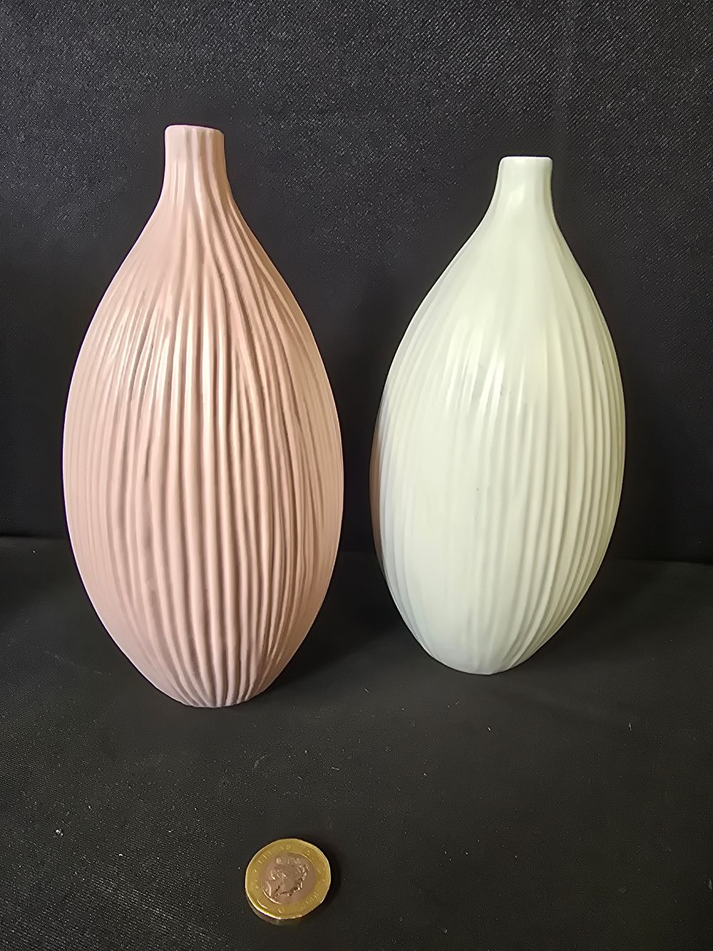 Lot 572: Pale pink and white posy vase