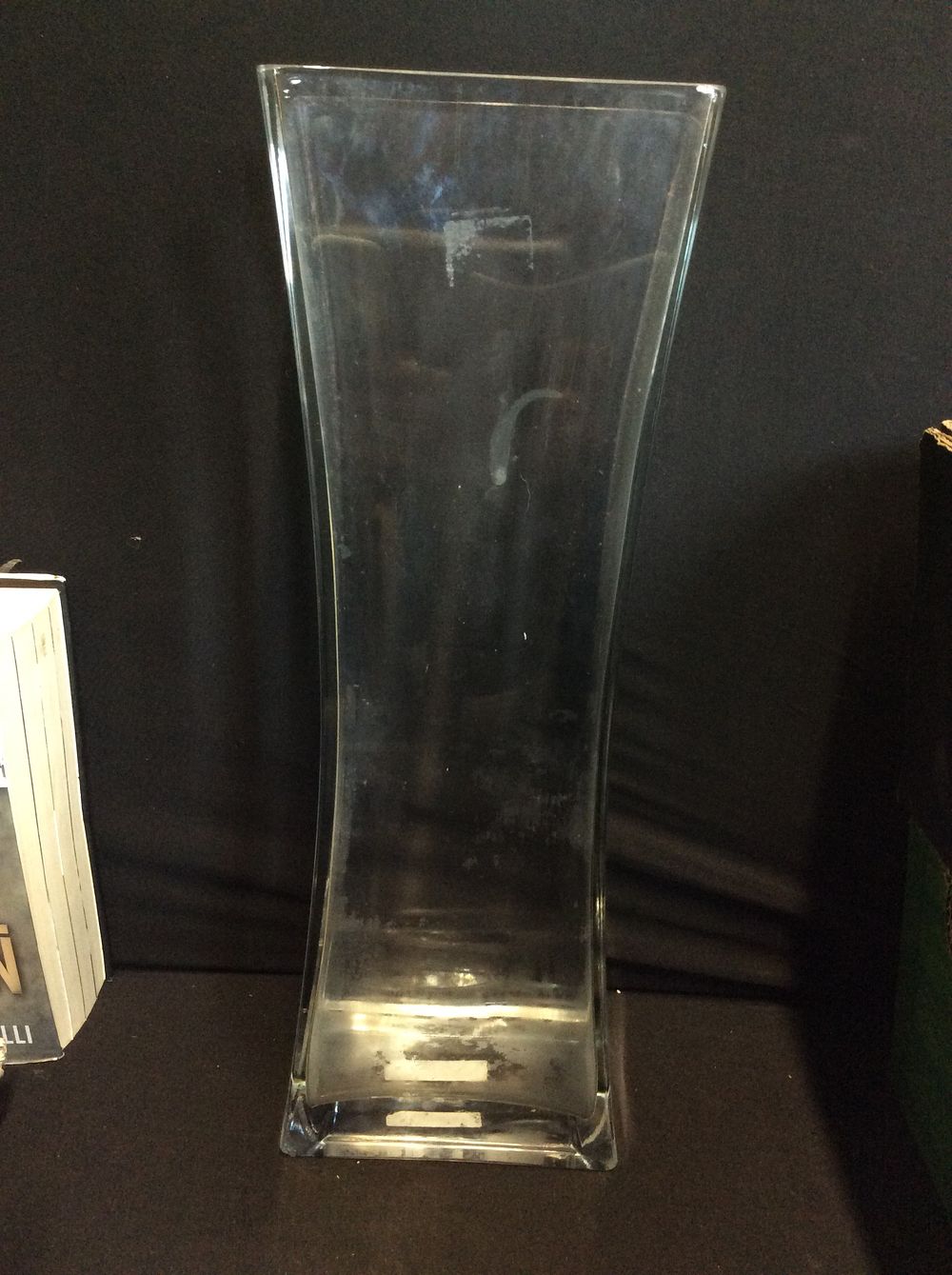 Lot 583: Tall Clear Glass Vase. Measures Approx 45 x...