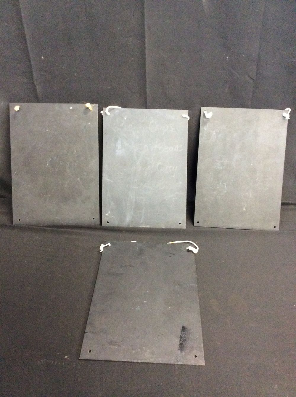 Lot 606: 4 hanging Chalk boards.  Size A4