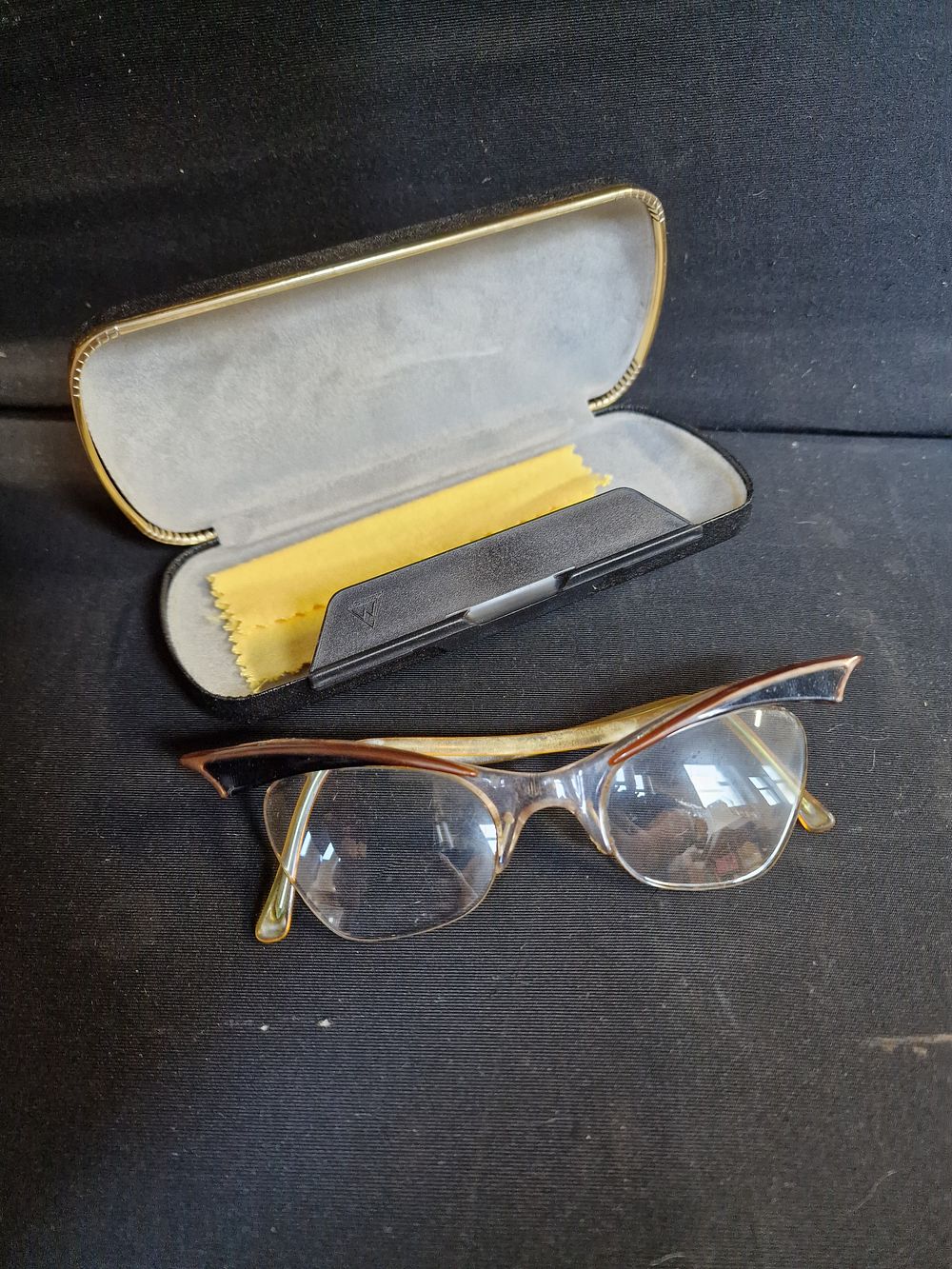 Lot 619: Vintage Pair of Cat Eye Glasses and Case