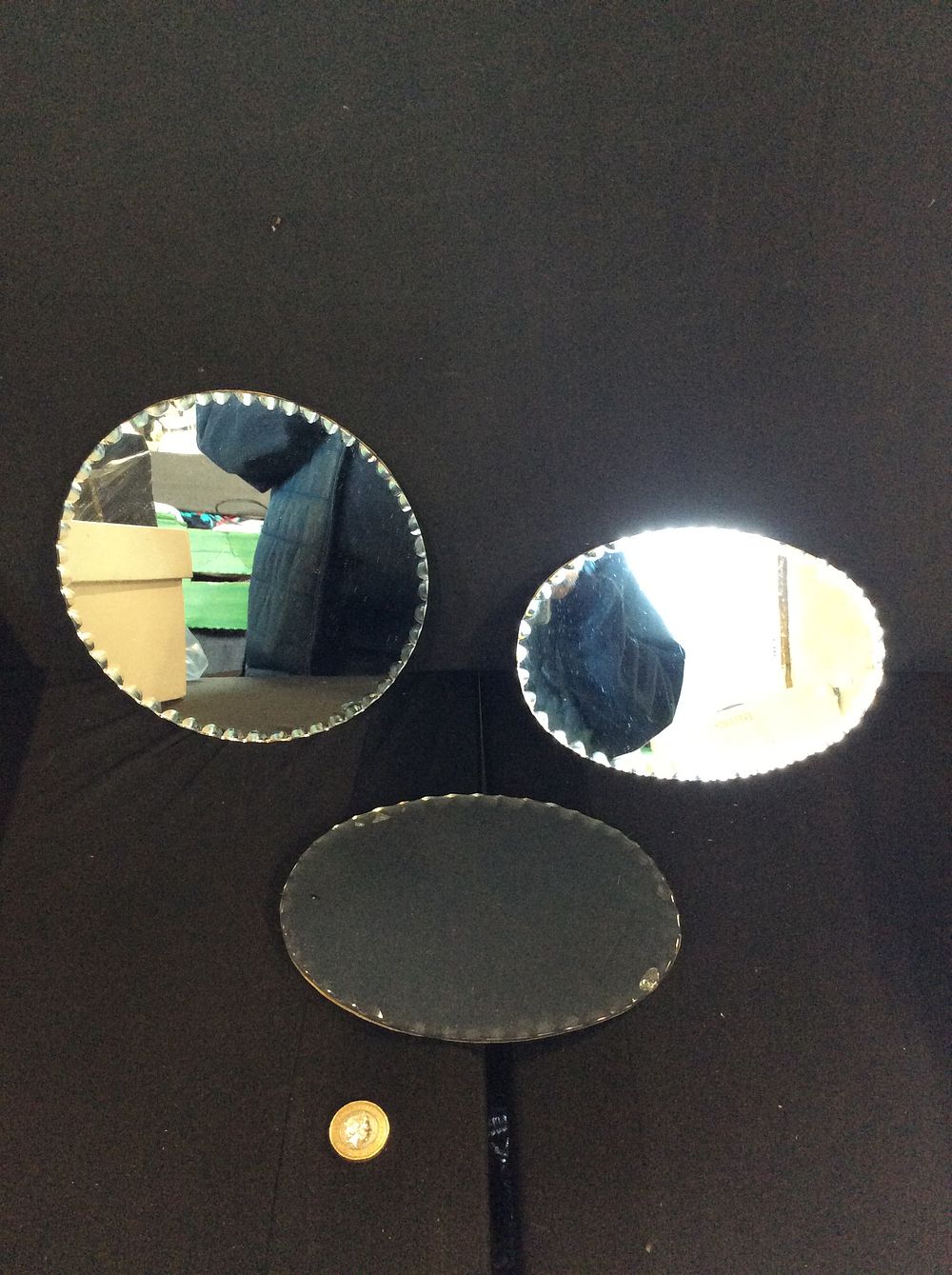 Lot 657: Three Various Candle Plates with Beveled Edge