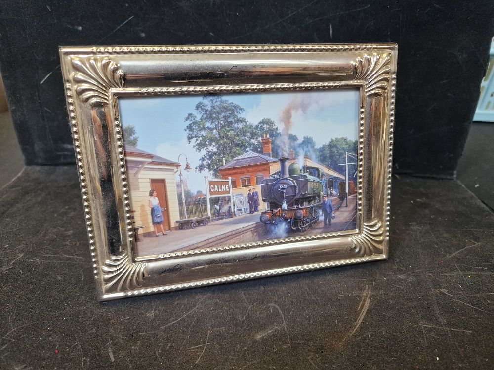 Lot 672: Steam Engine Print in Silver Coloured Frame