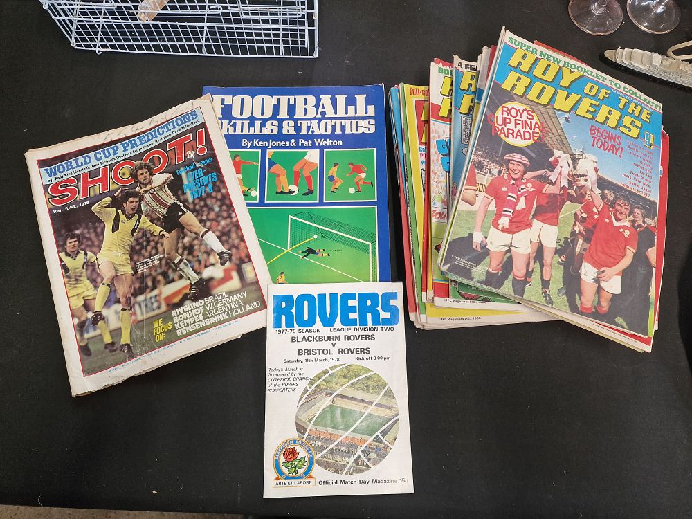Lot 674: Selection of Vintage Roy of the Rovers Comics, Shoot, Programme & Football Book