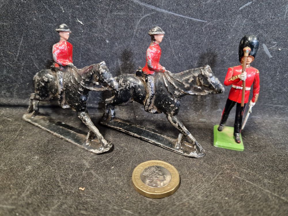 Lot 697: Vintage Metal Toy Figures Play Worn inc Britains