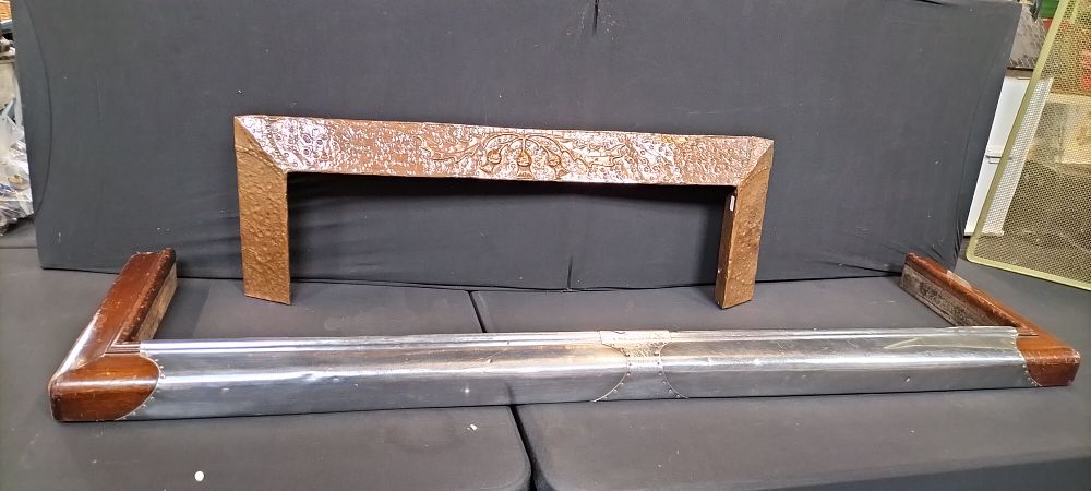 Lot 170: Wood and Chrome Fire Mantle, Measures approx 8...