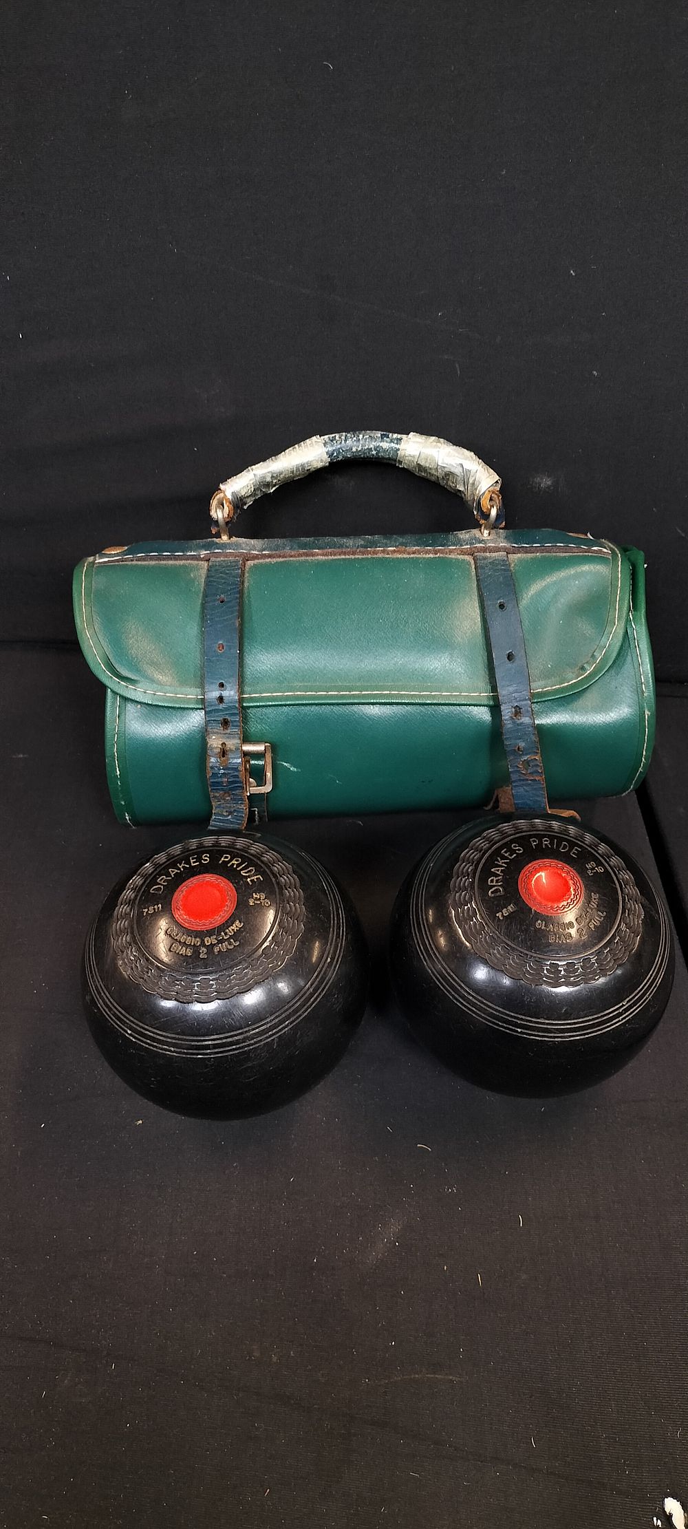 Lot 172: Two Drakes Pride Crown Green Bowls with Carry...