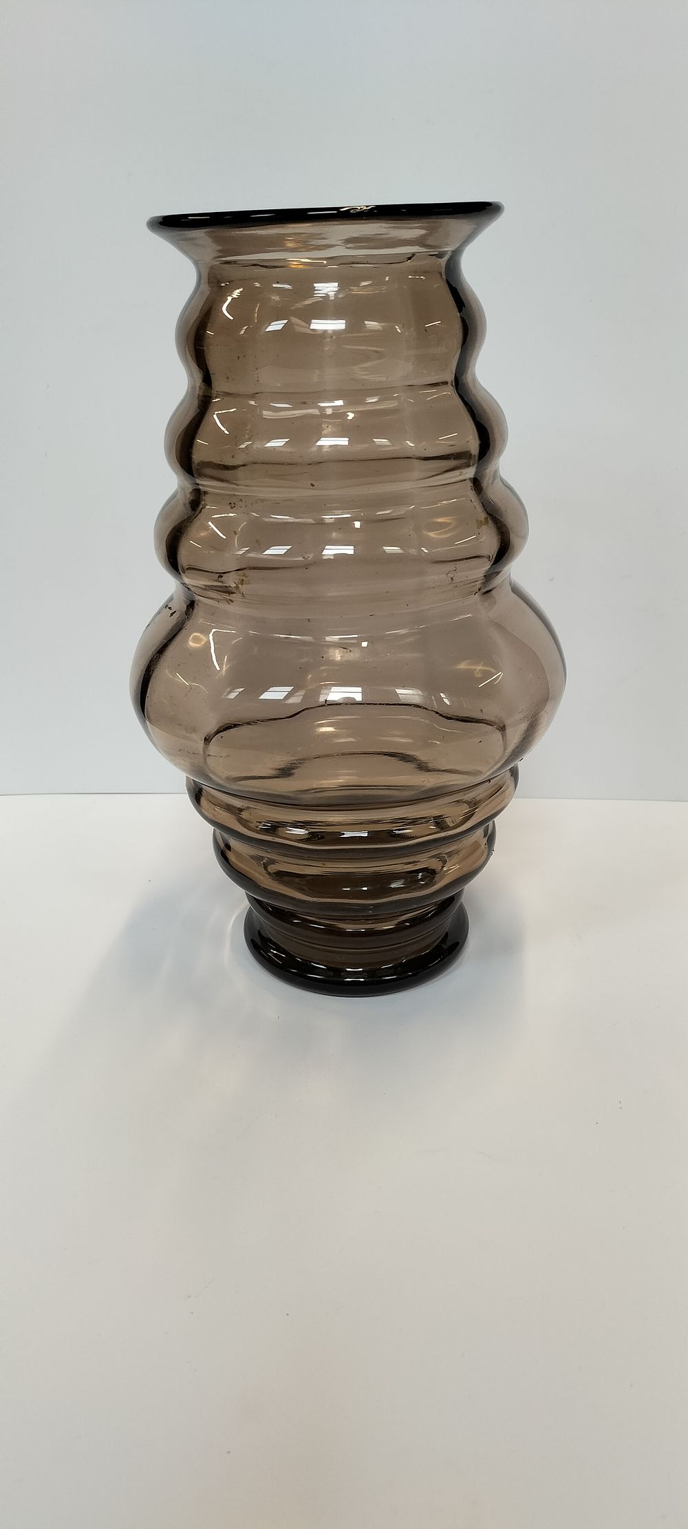 Lot 180: Edward Hald Style Smoked Glass Vase. Measures approx...