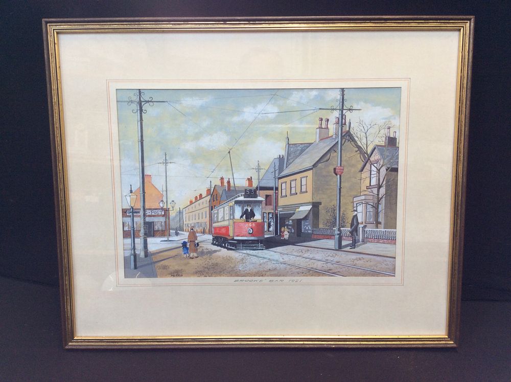 Lot 195: Framed Mixed Media Painting of Brooks’ Bar 1921....