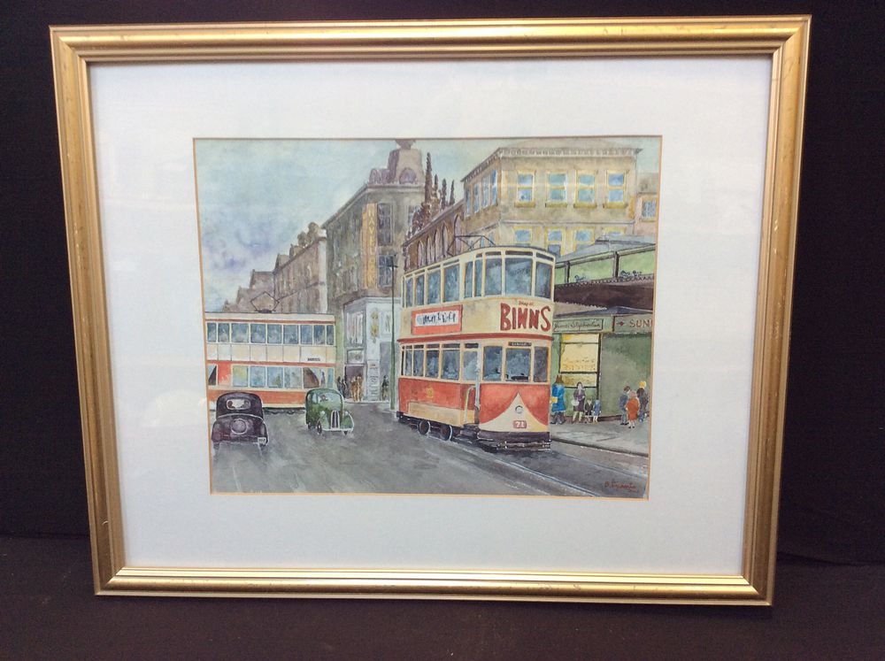 Lot 196: Framed Water Colour of a City Scene. Signed...