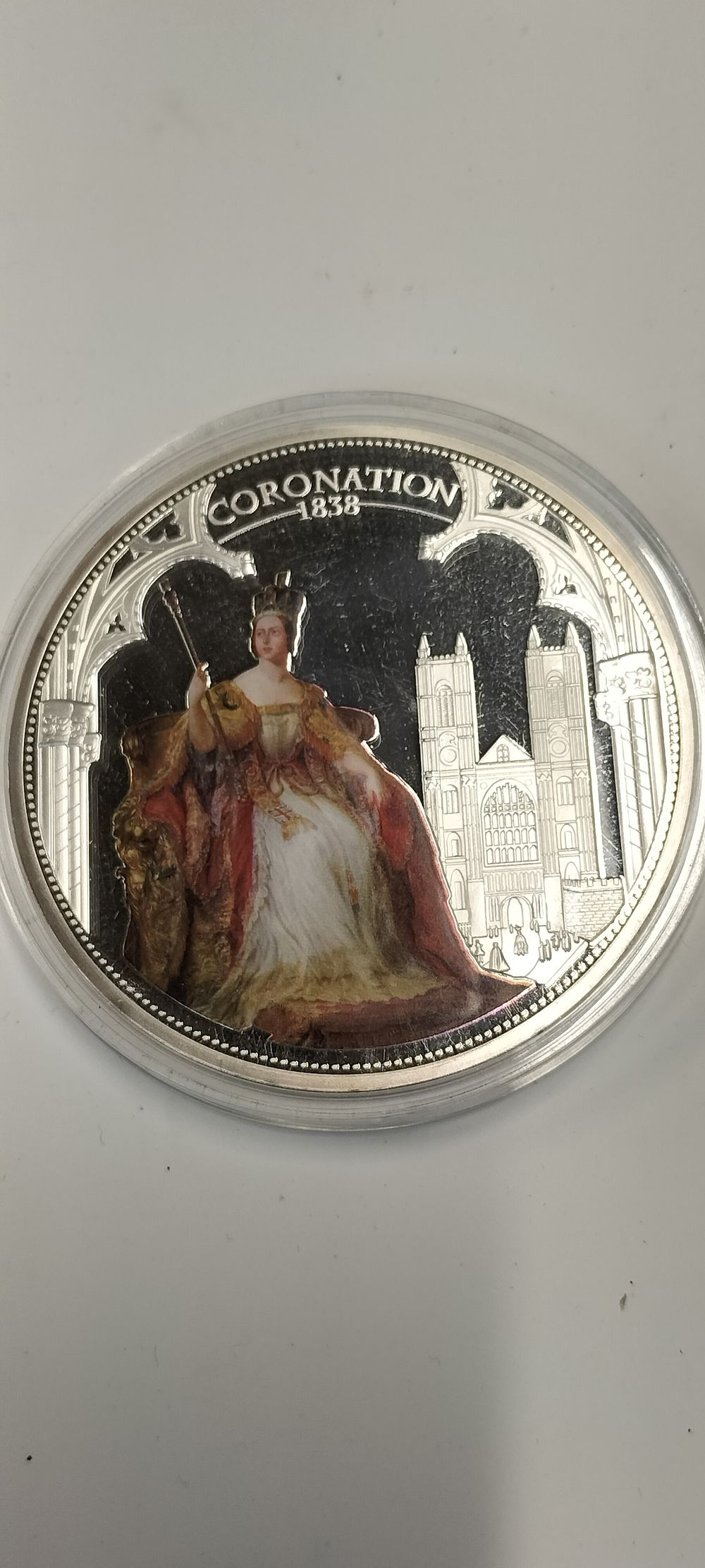 Lot 211: Large Silver Plated 70mm Proof Queen Victoria 1838...