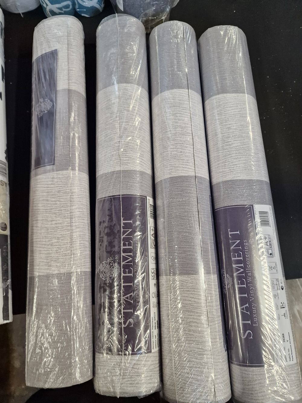 Lot 762: x4 Statement Luxury Vinyl Wallcoverings by Holden. Harrison Design Pattern 35369Silver Effect