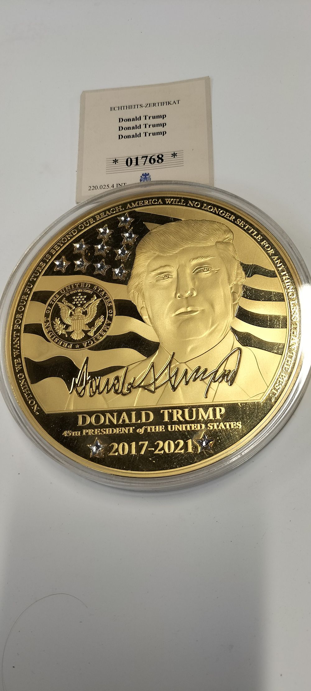 Lot 215: Limited Edition Large 100mm Gold Plated Coin with...