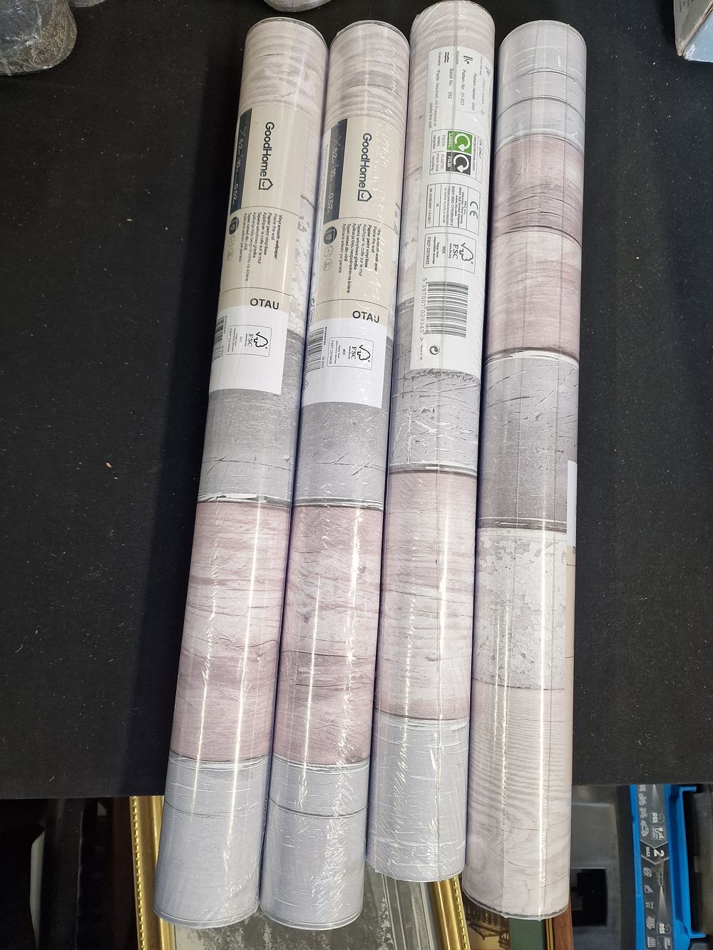 Lot 766: x4 GoodHome Vinyl Smooth Wallpaper Otau Design