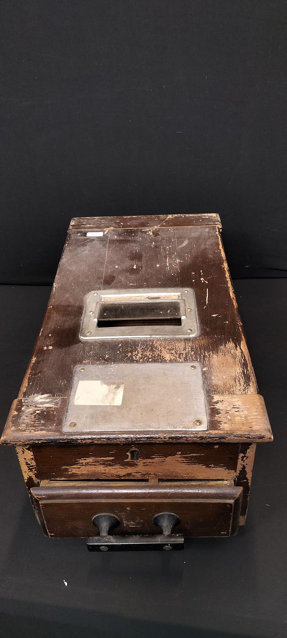 Lot 219: Vintage Wooden Till with Drawer and Glass Slot....