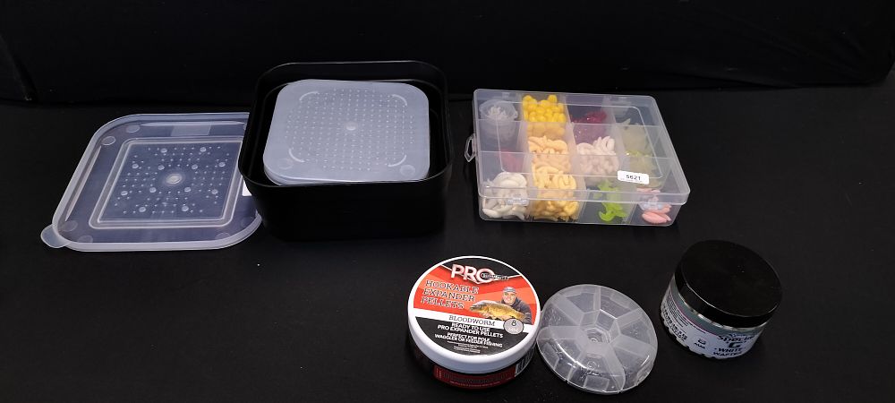 Lot 233: Selection of Various Fishing Bait Tubs and other...