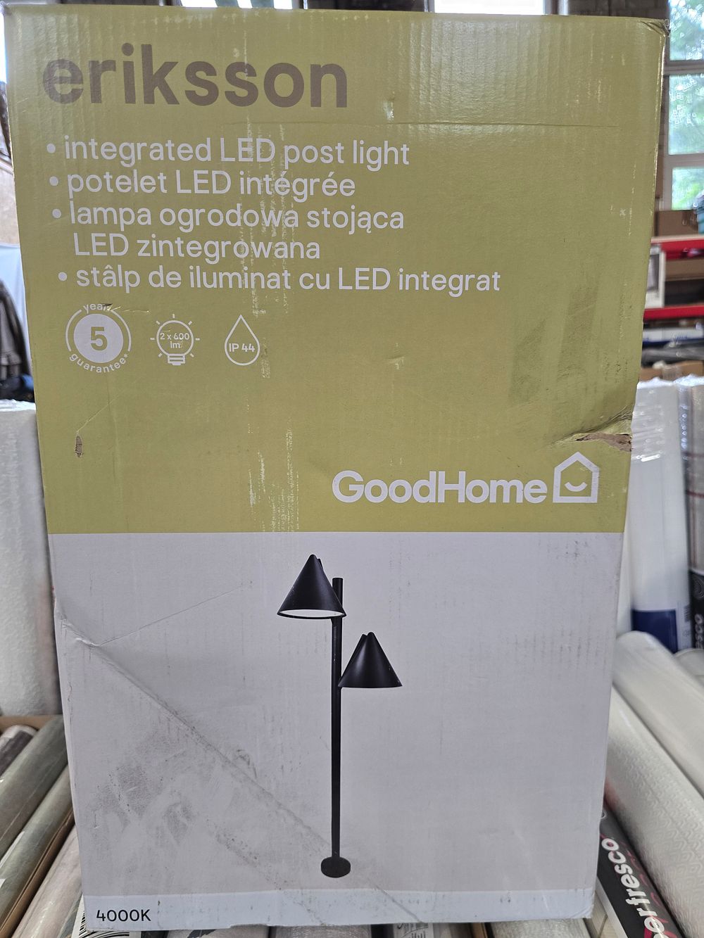 Lot 778: Good home Eriksson integrated LED post light in matt black - new