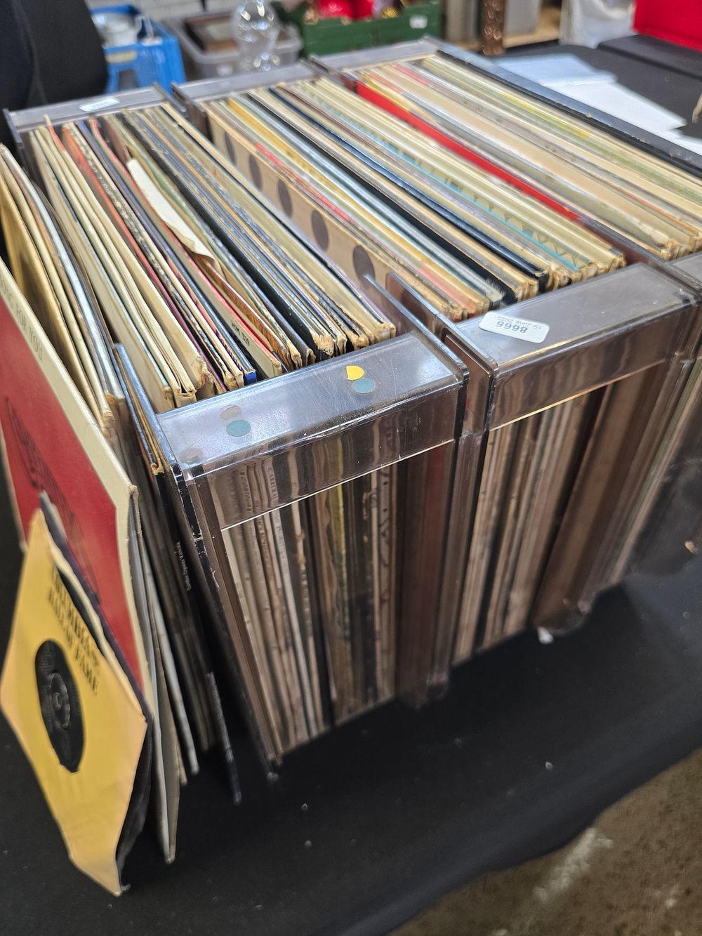 Lot 239: A large collection of Vinyl, various artist andnvintage acrylic storage drawersb