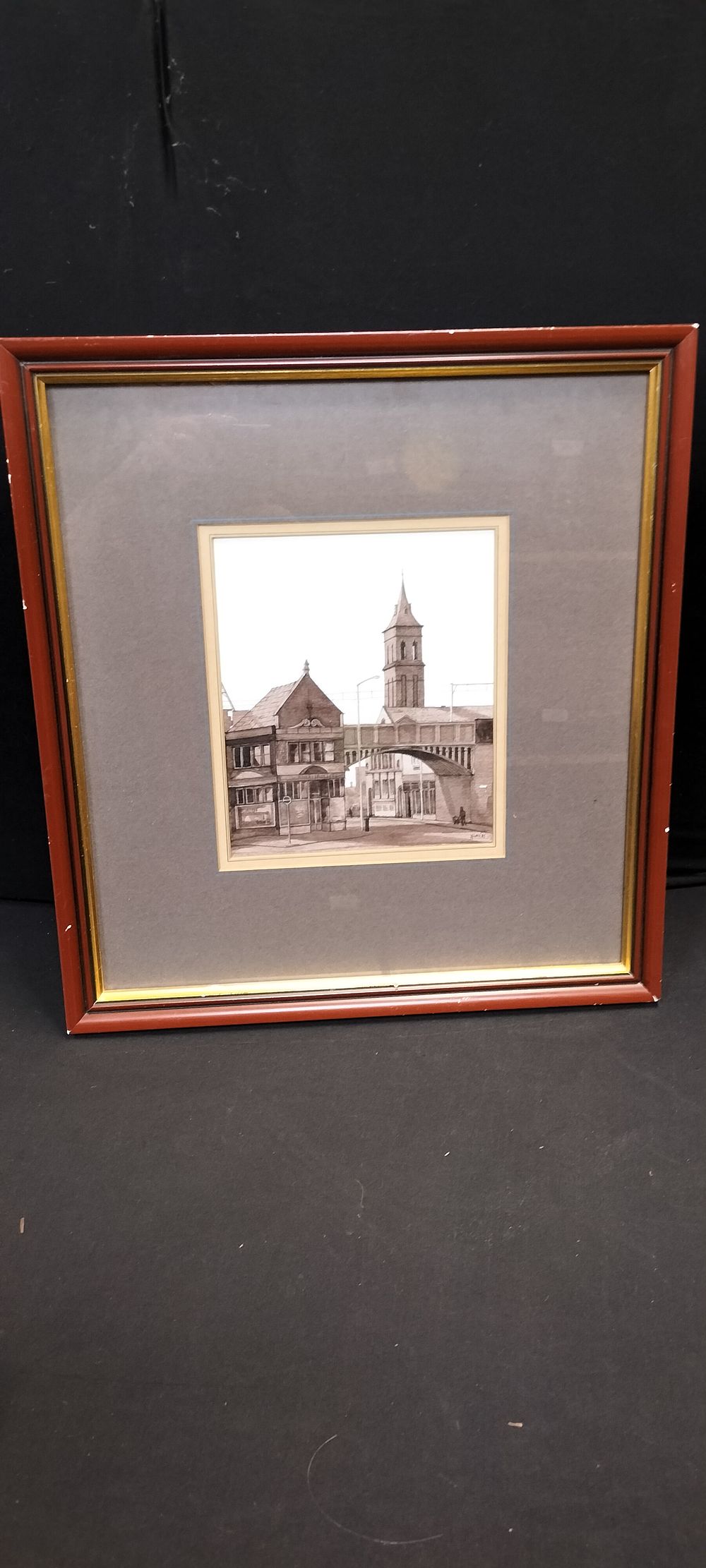 Lot 258: Framed Pen and Ink picture of a Town...